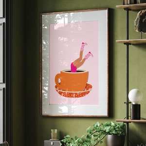 Cartel de café Carteles estéticos de arte de pared rosa / Arte de pared de moda / Impresión de botas de vaquera Decoración de apartamento femenino / Arte de pared de dormitorio preppy / imagen 2