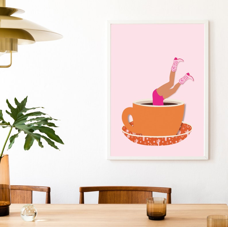 Cartel de café Carteles estéticos de arte de pared rosa / Arte de pared de moda / Impresión de botas de vaquera Decoración de apartamento femenino / Arte de pared de dormitorio preppy / imagen 10