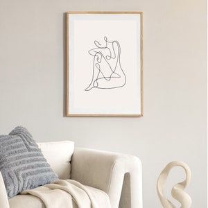 Abstract Single Line Woman Silhouette | Wall Art | Japandi Wall Art  Neutral Aesthetic Room Decor Modern Printable Art Digital Downloads