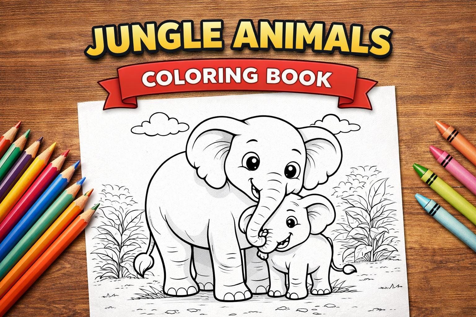 Jungle Animals Coloring Book for Kids Ages 2-7 | 20 Printable Safari ...