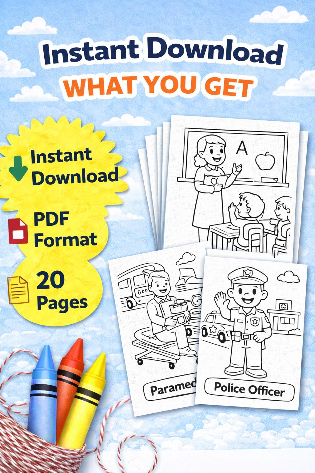 Community Helpers Coloring Book for Kids | People Who Help Us | Ages 2 ...