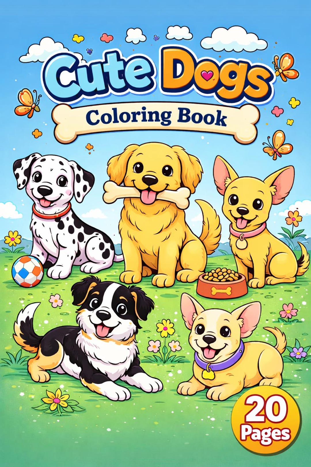 Printable Dog Coloring Book, Puppy Pages, Kids Activity Book (PDF ...