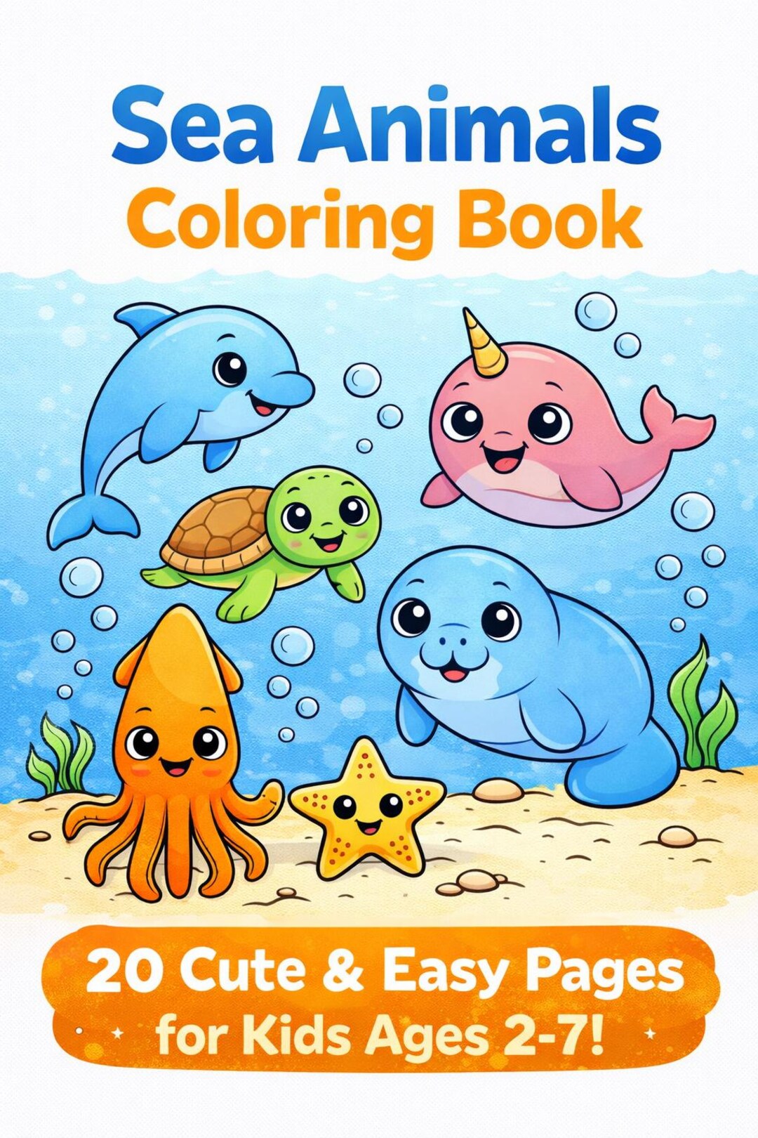 Sea Animals Coloring Book for Kids Ages 2-7 | Ocean PDF Activity Pages ...
