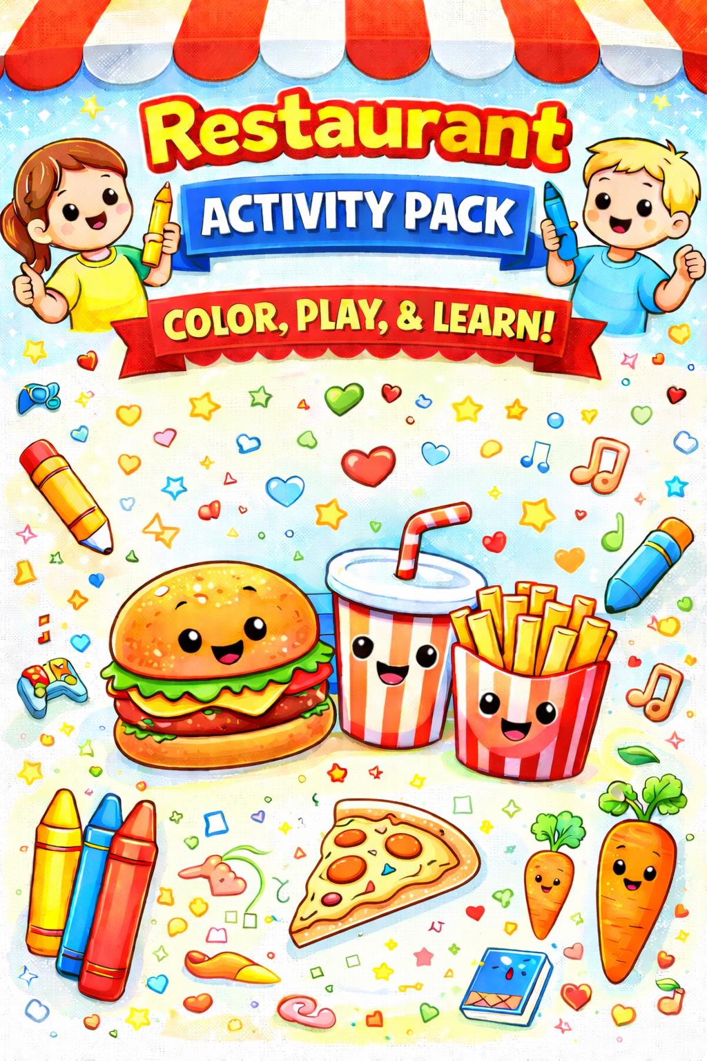 Restaurant Activity Pack for Kids | Coloring Pages, Mazes, Games ...