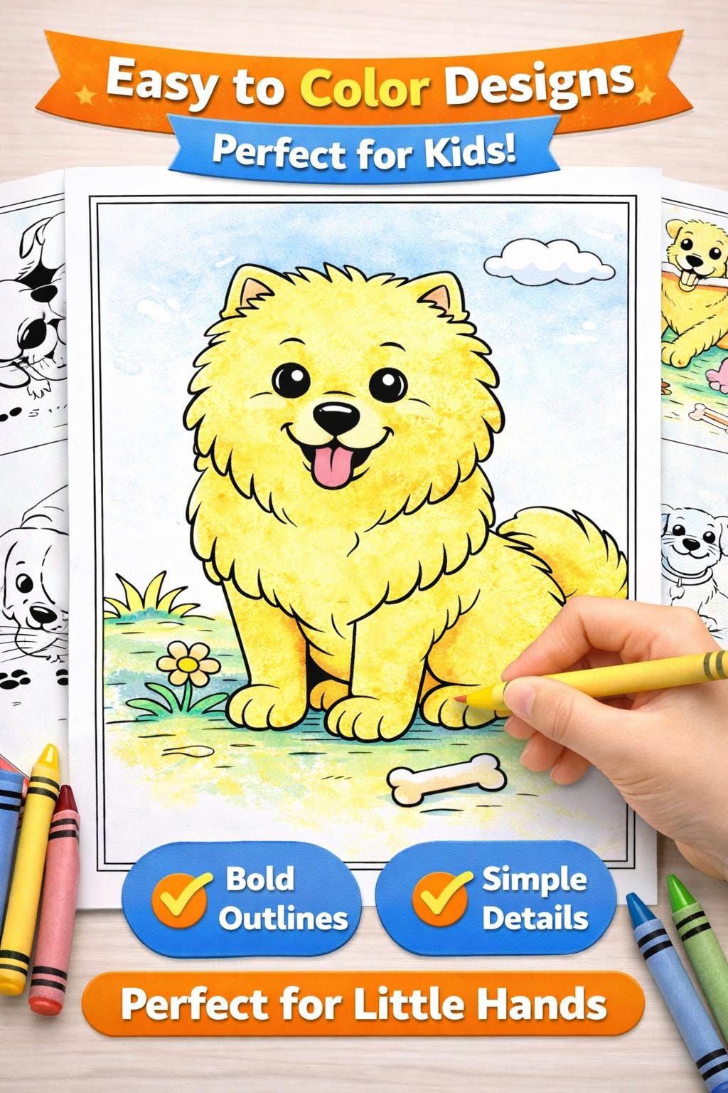 Printable Dog Coloring Book, Puppy Pages, Kids Activity Book (PDF ...