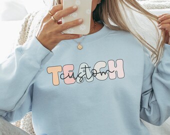 Sudadera personalizada con apellido del maestro, sudadera de la señora de la maestra, sudadera linda del maestro, sudadera de agradecimiento al maestro, regalo para el maestro