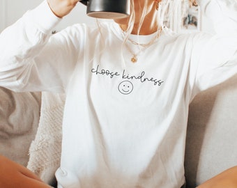 Choose Kindness Comfort Colors® Long Sleeve Shirt Retro Teacher Shirt Positive Affirmation Mom Kindness Shirt Retro graphic Kindness VSCO