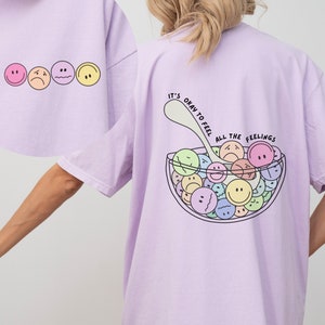 Mental Health Comfort Colors T-Shirt Feel all the Feels Counselor Teacher ADHD Anxious Mental Health Awareness Emotions Feelings Cereal Tee