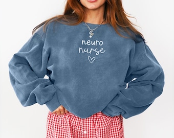 Neuro Nurse Comfort Colors®-sweater Esthetische verpleegkundige ronde hals minimaal Acute Care Unit verpleegkundige RN Grad-trui Verplegingssweater