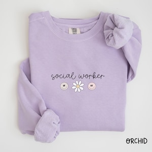 School Social Worker Comfort Colors® Sweatshirt Cursive Social Work Crewneck Social Worker MSW LSW Tee Cute SW Gift for Social Worker