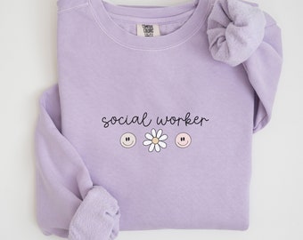 School Social Worker Comfort Colors® Sweatshirt Cursive Social Work Crewneck Social Worker MSW LSW Tee Cute SW Gift for Social Worker