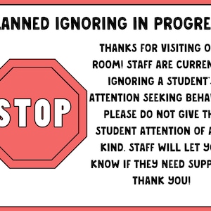 Self-Regulation BCBA ABA Sped Classroom Behavior Support Tools Autism Support Coping Strategies Special Education Teacher Planned Ignoring
