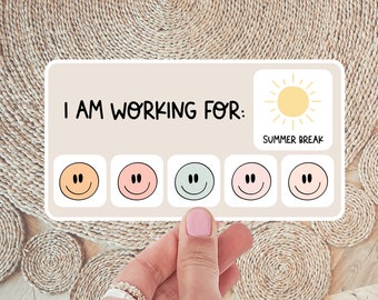 Star Chart Summer Break Sticker Special Education Sticker Special Ed Teacher Gift Vinyl Water Bottle Back to School Retro Groovy Smiley Face