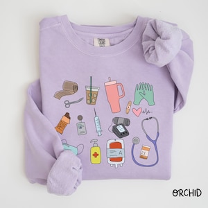 Nurse Sweatshirt Comfort Colors® Retro Work Cute Nurse Shirt Gift Survival RN Nursing Funny Registered RN Humor Nursing School Graduation