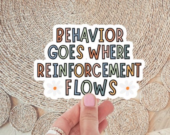 Behavior Goes Where Reinforcement Flows Sticker, ABA, BCBA, Special Ed Sticker,Clear Vinyl Sticker, Sticker for Water Bottle, Laptop Sticker