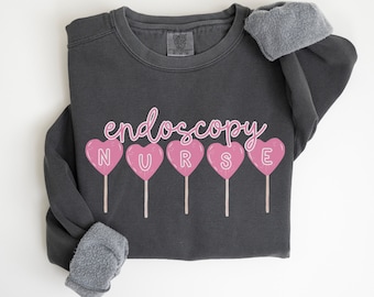 Endoscopy GI Nurse Comfort Colors® Sweatshirt GI Clinic Valentines Heart staff gastrointestinal nurse gastroenterologist Sweethearts