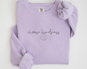 Choose Kindness Comfort Colors® Sweatshirt Retro Teacher Shirt Positive Affirmation Mom Kindness Shirt Retro graphic Kindness VSCO Crewneck