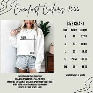 Puede incluir: Tabla de tallas para una sudadera unisex te&ntilde;ida en prenda. La tabla muestra las medidas de ancho y largo en pulgadas para las tallas S, M, L, XL y 2XL. La sudadera est&aacute; hecha de 80% algod&oacute;n hilado en anillo y 20% poli&eacute;ster. La tela es de polar de 3 hilos te&ntilde;ido en prenda, hilado en anillo, con efecto de color explosi&oacute;n, con una cara de 100% algod&oacute;n, de peso medio a pesado. La sudadera tiene un ajuste relajado y est&aacute; cosida con una etiqueta de sarga.