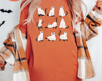 Comfort Colors® Shirt Halloween Cat shirt Halloween shirt Halloween Cat Shirt Cat Lover Black Cat Spooky Season Retro Halloween Funny Shirt
