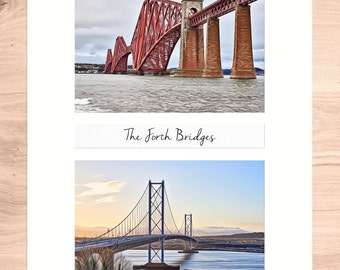 Forth Bridges Fine Art Print, Scottish Landmark Wall Art, Forth Rail & Road Bridge Photography, Edinburgh Landscape Decor, Iconic UK Print