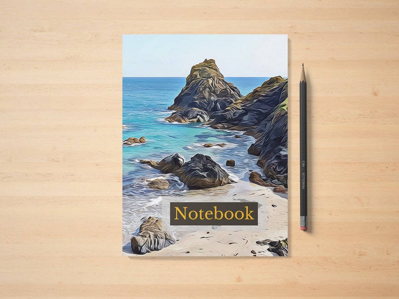 Cornwall Seaside Lined Notebook | Ocean Beach Journal | Coastal ...