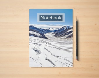 Mountain Glacier Notebook – A5 Lined Journal, Nature Writing Journal, Travel Gift for Hikers & Nature Lovers, Nature Gift for Writers