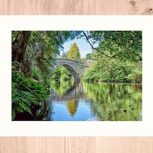 Fantasy wall art | The Fairy Bridge | Stone Bridge wall art | England Countryside painting | Art Print of old bridge