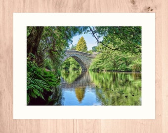 Fantasy wall art | The Fairy Bridge | Stone Bridge wall art | England Countryside painting | Art Print of old bridge