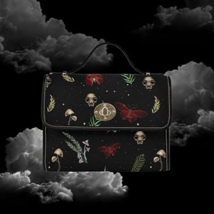 Süße Gothic Crossbody | Gruselige Umhängetasche | Gothic Style Handtasche | Halloween-Mode | Schwarze Geldbörse | Vegane Geldbörse | Gothic Zubehör