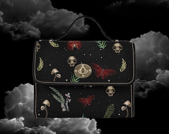 Söt gotisk axelväska | Spöklik axelväska | Handväska i goth-stil | Halloweenmode | Svart handväska | Vegansk handväska | Goth-accessoarer