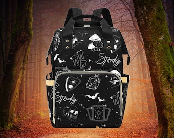 Gothic Wickeltasche/Wickeltasche | Gruseliger Rucksack | Goth Babypartygeschenk | Gothic Rucksack | Hexe Rucksack | Dark Academia Rucksack