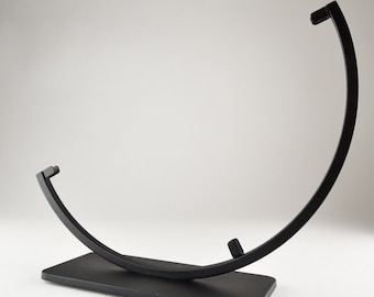 12" Round Glass Display Stand: Black Matte Powder Coat Finish