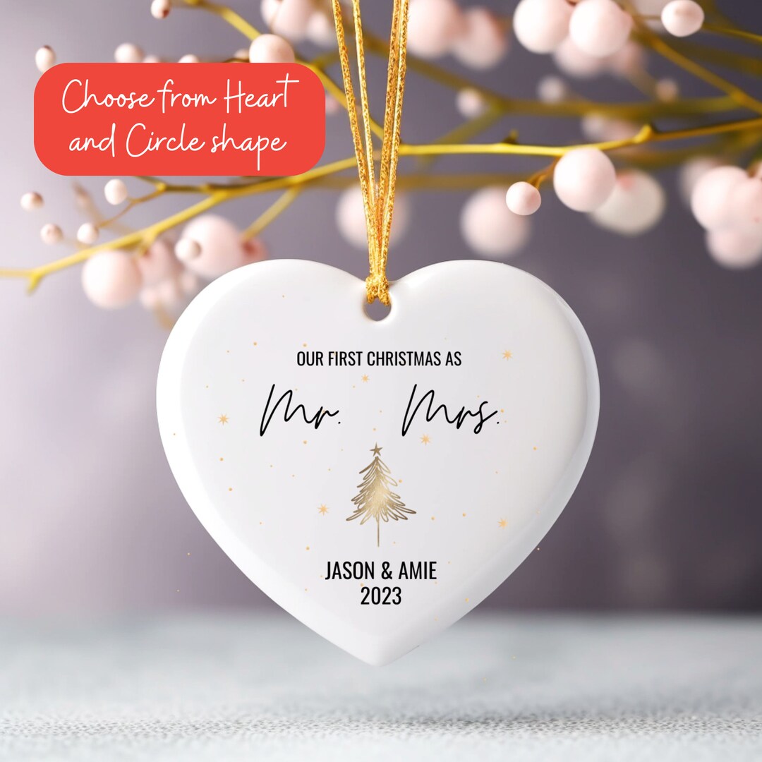 Mr. and Mrs. Christmas Ornament 2023 Personalized Wedding Etsy