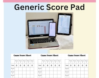 Digitale scoreblokken, bladen, kaarten. Dobbelspel. Digitale spreadsheet berekent automatisch de score. Familiespelavond. Schoppen kaartspellen