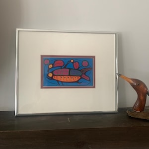 Oiseaux et poisson Norval Morisseau impression numérique de carte d’art encadré