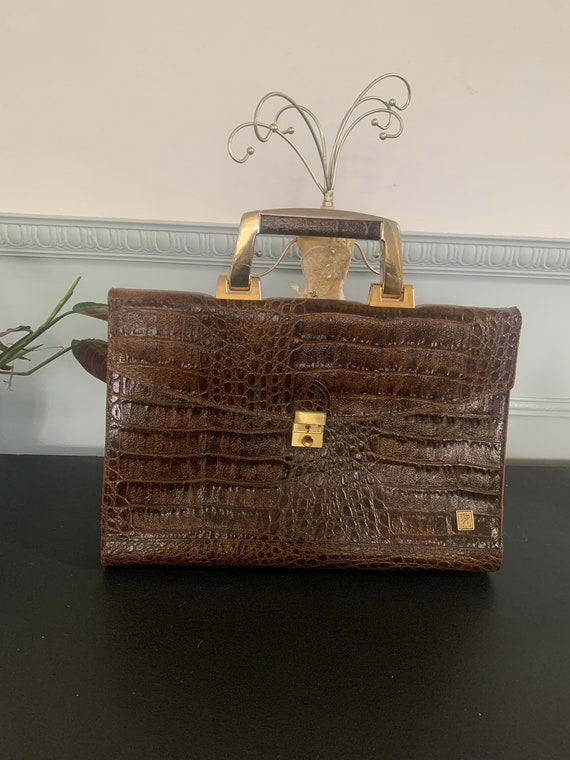 sac en cuir marron italien gaufre des années 50 av