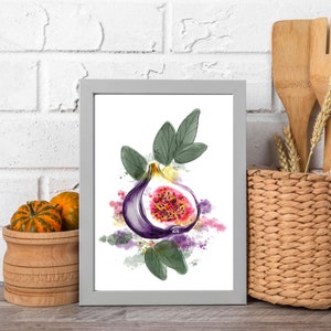 Fig Printable Wall Art, Kitchen Wall art, Minimalist Abstract Wall Art, Moden digital Art Print, Watercolor Original Artwork