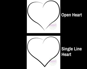 Continous Line Heart, Open Love Heart, Voluptuous Plump Love Hearts, PNG, SVG bundle, digital download, printable, transparent background