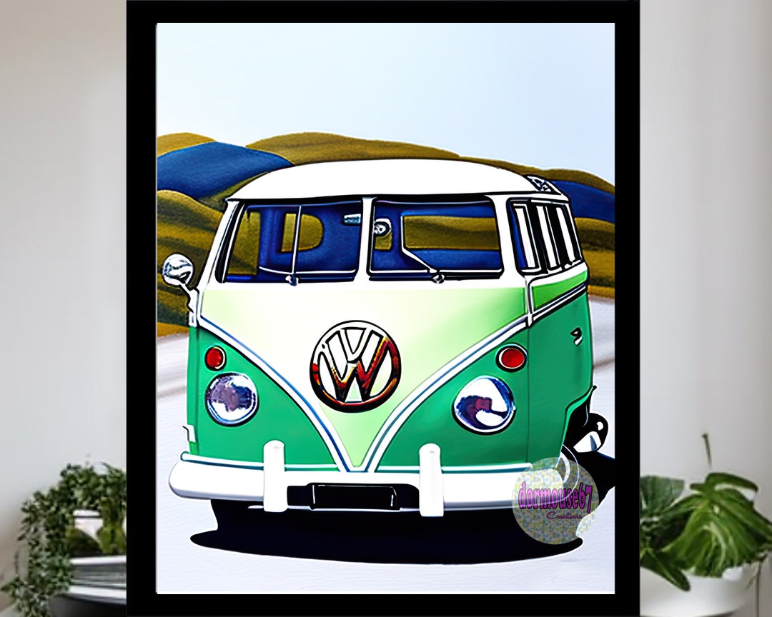 Volkswagen Wall Art VW Bus Art Vw Png Vw Van Beach Van Etsy