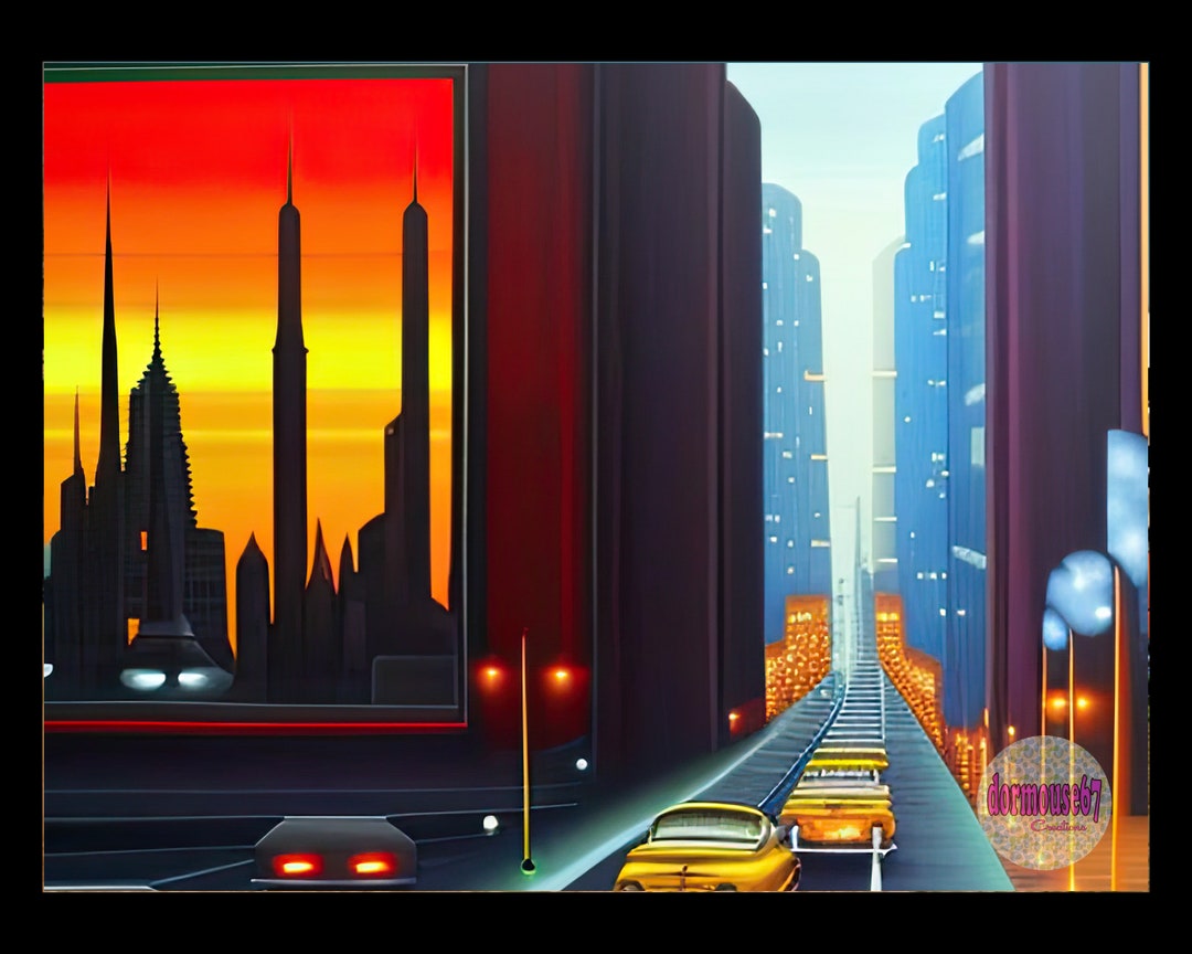 Retro Futurism Art, Futuristic Wall Art, Sci Fi Wall Art, Art Deco