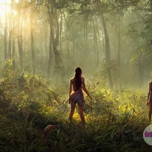Post Apocalyptic, Dystopian, Jungle Women, Land of Lost, ai art, digital download, printable