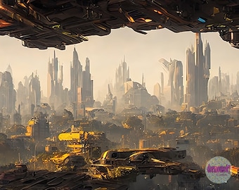 Post-apocalyptische muurkunst, dystopische kunst, afdrukbaar, atoomtijdperk, AI-kunst, digitale download, decor van het huis