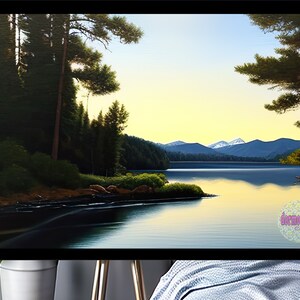 Serene lake, Landscape ai painting, instant download, printable
