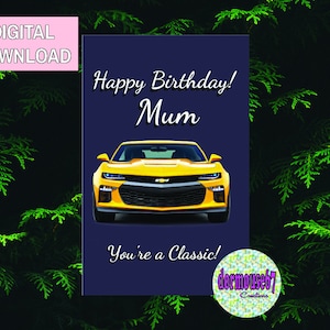 Mama Geburtstagskarte, Oldtimer Geburtstag, SS, ZL1, Name personalisieren |Digitaler Download 5 x 7 Zoll|Download |Individualisierbar
