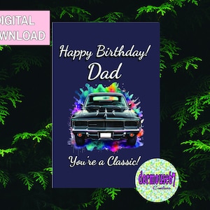 Mopar Oldtimer Geburtstagskarte,Charger Geburtstagskarte,Charger,Challenger,Personalisieren |Digitaler download 5 x 7 zoll|Download |Individualisierbar