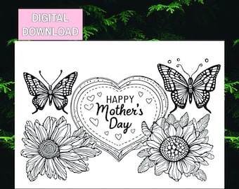 Moederdag kleurplaat, Moederdag kleurplaat, kinderactiviteit, Moederdag placemat, instant download, afdrukbaar voor Moederdag!