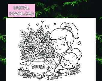 Moederdag kleurplaat, Moederdag kleurplaat, kinderactiviteit, Moederdag placemat, instant download, afdrukbaar voor Moederdag