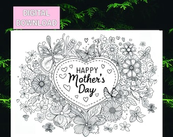 Moederdag kleurplaat, Moederdag kleurplaat, kinderactiviteit, Moederdag placemat, instant download, afdrukbaar voor Moederdag!