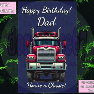 Carte d'anniversaire de camion,Anniversaire de camion classique,Camion rétro des années 80,Carte de camion rétro,Camion vintage,|Téléchargement numérique 5 x 7 pouces|Télécharger |Pour papa
