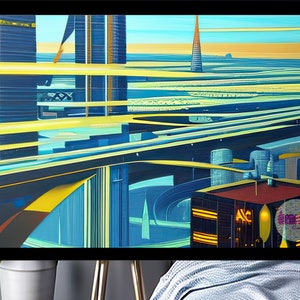 Retro Futurism art, Futuristic Wall art, Sci Fi wall art, art deco, digital download, ai art, printable